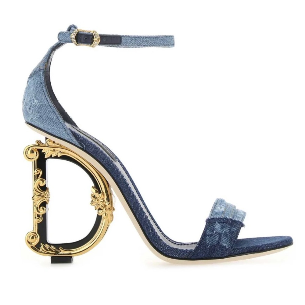 Dolce and Gabanna Denim Women's Heels with Gold Accent